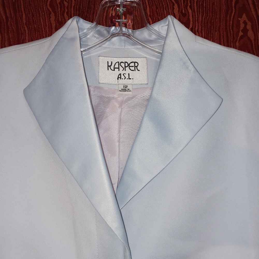 KASPER 2 Piece Blue Long Sleeve Hidden Buttons Ex-Long Skirt Suit Women's Sz 12 - Picture 3 of 16